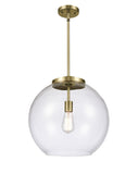 1-Light 15.75" Antique Brass Pendant - Clear Large Athens Glass LED