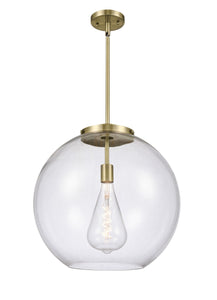 1-Light 17.75" Antique Brass Pendant - Clear Large Athens Glass LED