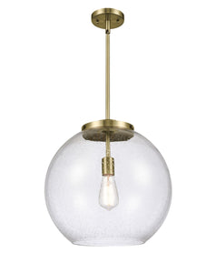 1-Light 15.75" Antique Brass Pendant - Seedy Large Athens Glass LED