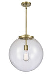221-1S-AB-G202-16 1-Light 16" Antique Brass Pendant - Clear Beacon Glass - LED Bulb - Dimmensions: 16 x 16 x 17<br>Minimum Height : 26<br>Maximum Height : 50 - Sloped Ceiling Compatible: Yes