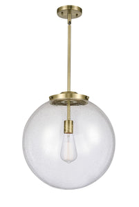 221-1S-AB-G204-16 1-Light 16" Antique Brass Pendant - Seedy Beacon Glass - LED Bulb - Dimmensions: 16 x 16 x 17<br>Minimum Height : 26<br>Maximum Height : 50 - Sloped Ceiling Compatible: Yes