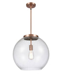 221-1S-AC-G124-16 1-Light 15.75" Antique Copper Pendant - Seedy Large Athens Glass - LED Bulb - Dimmensions: 15.75 x 15.75 x 16.375<br>Minimum Height : 26<br>Maximum Height : 50 - Sloped Ceiling Compatible: Yes