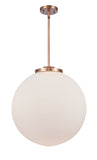 1-Light 18" Antique Brass Pendant - Matte White Cased Beacon Glass LED