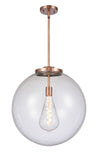 1-Light 18" Antique Brass Pendant - Clear Beacon Glass LED