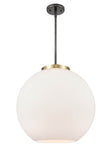 221-1S-BAB-G121-18 1-Light 17.75" Black Antique Brass Pendant - Cased Matte White Large Athens Glass - LED Bulb - Dimmensions: 17.75 x 17.75 x 18.375<br>Minimum Height : 27.375<br>Maximum Height : 51.375 - Sloped Ceiling Compatible: Yes
