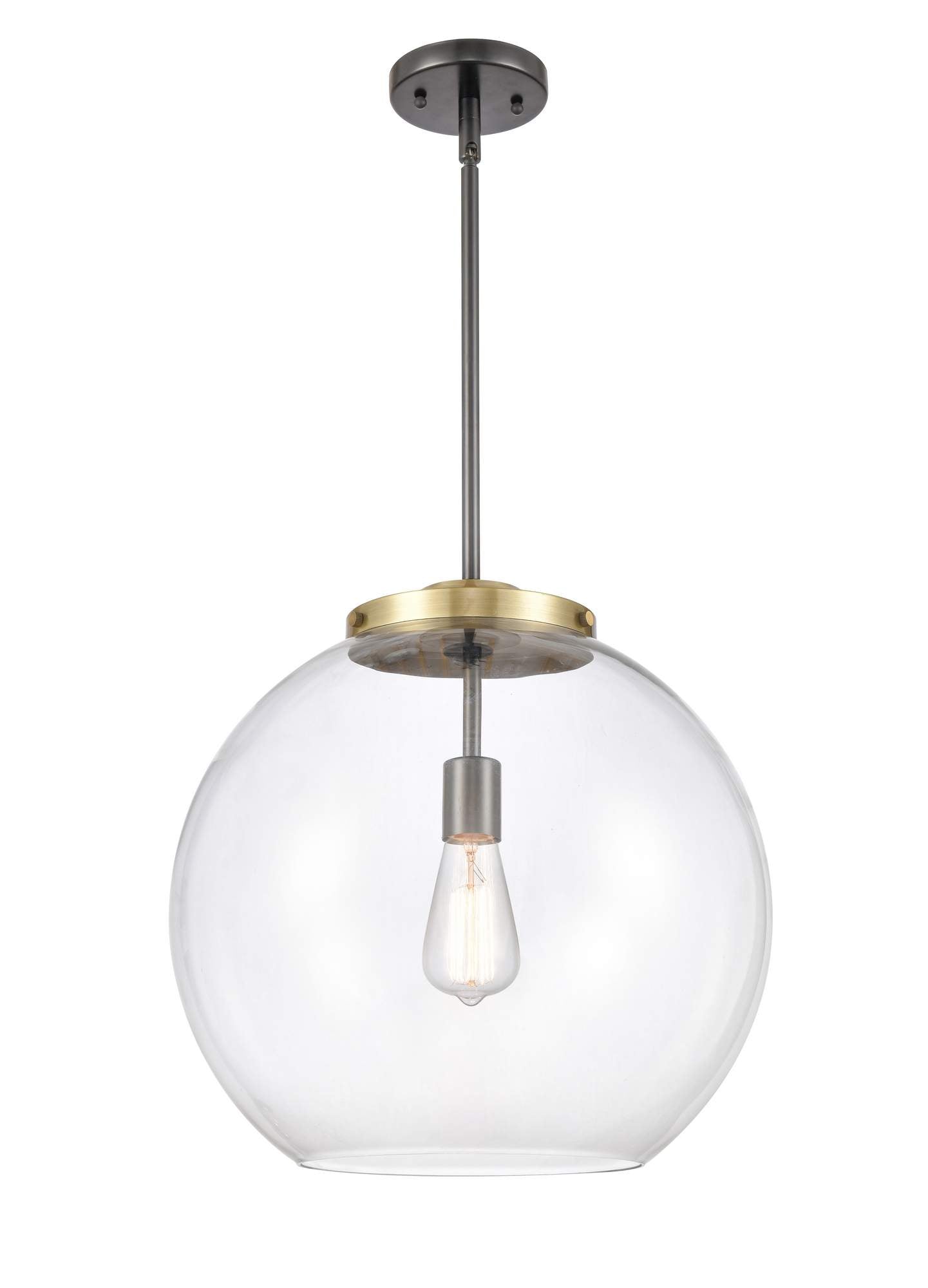 221-1S-BAB-G122-16 1-Light 15.75" Black Antique Brass Pendant - Clear Large Athens Glass - LED Bulb - Dimmensions: 15.75 x 15.75 x 16.375<br>Minimum Height : 26<br>Maximum Height : 50 - Sloped Ceiling Compatible: Yes