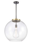 221-1S-BAB-G124-18 1-Light 17.75" Black Antique Brass Pendant - Seedy Large Athens Glass - LED Bulb - Dimmensions: 17.75 x 17.75 x 18.375<br>Minimum Height : 27.375<br>Maximum Height : 51.375 - Sloped Ceiling Compatible: Yes