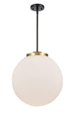 221-1S-BAB-G201-16 1-Light 16" Black Antique Brass Pendant - Matte White Cased Beacon Glass - LED Bulb - Dimmensions: 16 x 16 x 17<br>Minimum Height : 26<br>Maximum Height : 50 - Sloped Ceiling Compatible: Yes