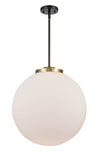 221-1S-BAB-G201-18 1-Light 18" Black Antique Brass Pendant - Matte White Cased Beacon Glass - LED Bulb - Dimmensions: 18 x 18 x 19<br>Minimum Height : 28<br>Maximum Height : 52 - Sloped Ceiling Compatible: Yes