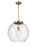 221-1S-BB-G122-16 1-Light 15.75" Brushed Brass Pendant - Clear Large Athens Glass - LED Bulb - Dimmensions: 15.75 x 15.75 x 16.375<br>Minimum Height : 26<br>Maximum Height : 50 - Sloped Ceiling Compatible: Yes
