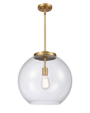 221-1S-BB-G124-16 1-Light 15.75" Brushed Brass Pendant - Seedy Large Athens Glass - LED Bulb - Dimmensions: 15.75 x 15.75 x 16.375<br>Minimum Height : 26<br>Maximum Height : 50 - Sloped Ceiling Compatible: Yes