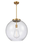 221-1S-BB-G124-18 1-Light 17.75" Brushed Brass Pendant - Seedy Large Athens Glass - LED Bulb - Dimmensions: 17.75 x 17.75 x 18.375<br>Minimum Height : 27.375<br>Maximum Height : 51.375 - Sloped Ceiling Compatible: Yes