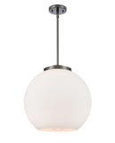 221-1S-BK-G121-16 1-Light 15.75" Matte Black Pendant - Cased Matte White Large Athens Glass - LED Bulb - Dimmensions: 15.75 x 15.75 x 16.375<br>Minimum Height : 26<br>Maximum Height : 50 - Sloped Ceiling Compatible: Yes