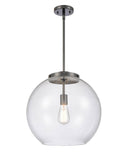 221-1S-BK-G122-16 1-Light 15.75" Matte Black Pendant - Clear Large Athens Glass - LED Bulb - Dimmensions: 15.75 x 15.75 x 16.375<br>Minimum Height : 26<br>Maximum Height : 50 - Sloped Ceiling Compatible: Yes