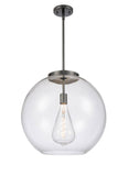 221-1S-BK-G122-18 1-Light 17.75" Matte Black Pendant - Clear Large Athens Glass - LED Bulb - Dimmensions: 17.75 x 17.75 x 18.375<br>Minimum Height : 27.375<br>Maximum Height : 51.375 - Sloped Ceiling Compatible: Yes