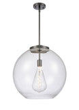221-1S-BK-G124-18 1-Light 17.75" Matte Black Pendant - Seedy Large Athens Glass - LED Bulb - Dimmensions: 17.75 x 17.75 x 18.375<br>Minimum Height : 27.375<br>Maximum Height : 51.375 - Sloped Ceiling Compatible: Yes