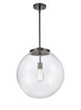 221-1S-BK-G204-16 1-Light 16" Matte Black Pendant - Seedy Beacon Glass - LED Bulb - Dimmensions: 16 x 16 x 17<br>Minimum Height : 26<br>Maximum Height : 50 - Sloped Ceiling Compatible: Yes