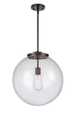 221-1S-OB-G204-16 1-Light 16" Oil Rubbed Bronze Pendant - Seedy Beacon Glass - LED Bulb - Dimmensions: 16 x 16 x 17<br>Minimum Height : 26<br>Maximum Height : 50 - Sloped Ceiling Compatible: Yes