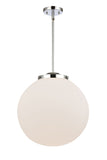221-1S-PC-G201-16 1-Light 16" Polished Chrome Pendant - Matte White Cased Beacon Glass - LED Bulb - Dimmensions: 16 x 16 x 17<br>Minimum Height : 26<br>Maximum Height : 50 - Sloped Ceiling Compatible: Yes