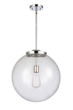 221-1S-PC-G204-16 1-Light 16" Polished Chrome Pendant - Seedy Beacon Glass - LED Bulb - Dimmensions: 16 x 16 x 17<br>Minimum Height : 26<br>Maximum Height : 50 - Sloped Ceiling Compatible: Yes
