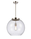 221-1S-PN-G122-16 1-Light 15.75" Polished Nickel Pendant - Clear Large Athens Glass - LED Bulb - Dimmensions: 15.75 x 15.75 x 16.375<br>Minimum Height : 26<br>Maximum Height : 50 - Sloped Ceiling Compatible: Yes