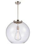 221-1S-PN-G122-18 1-Light 17.75" Polished Nickel Pendant - Clear Large Athens Glass - LED Bulb - Dimmensions: 17.75 x 17.75 x 18.375<br>Minimum Height : 27.375<br>Maximum Height : 51.375 - Sloped Ceiling Compatible: Yes