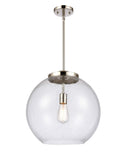 221-1S-PN-G124-16 1-Light 15.75" Polished Nickel Pendant - Seedy Large Athens Glass - LED Bulb - Dimmensions: 15.75 x 15.75 x 16.375<br>Minimum Height : 26<br>Maximum Height : 50 - Sloped Ceiling Compatible: Yes