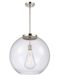 221-1S-PN-G124-18 1-Light 17.75" Polished Nickel Pendant - Seedy Large Athens Glass - LED Bulb - Dimmensions: 17.75 x 17.75 x 18.375<br>Minimum Height : 27.375<br>Maximum Height : 51.375 - Sloped Ceiling Compatible: Yes