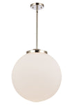221-1S-PN-G201-16 1-Light 16" Polished Nickel Pendant - Matte White Cased Beacon Glass - LED Bulb - Dimmensions: 16 x 16 x 17<br>Minimum Height : 26<br>Maximum Height : 50 - Sloped Ceiling Compatible: Yes