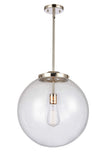 221-1S-PN-G204-16 1-Light 16" Polished Nickel Pendant - Seedy Beacon Glass - LED Bulb - Dimmensions: 16 x 16 x 17<br>Minimum Height : 26<br>Maximum Height : 50 - Sloped Ceiling Compatible: Yes