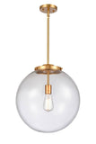 221-1S-SG-G204-16 1-Light 16" Satin Gold Pendant - Seedy Beacon Glass - LED Bulb - Dimmensions: 16 x 16 x 17<br>Minimum Height : 26<br>Maximum Height : 50 - Sloped Ceiling Compatible: Yes
