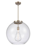 221-1S-SN-G122-18 1-Light 17.75" Brushed Satin Nickel Pendant - Clear Large Athens Glass - LED Bulb - Dimmensions: 17.75 x 17.75 x 18.375<br>Minimum Height : 27.375<br>Maximum Height : 51.375 - Sloped Ceiling Compatible: Yes