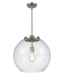 221-1S-SN-G124-16 1-Light 15.75" Brushed Satin Nickel Pendant - Seedy Large Athens Glass - LED Bulb - Dimmensions: 15.75 x 15.75 x 16.375<br>Minimum Height : 26<br>Maximum Height : 50 - Sloped Ceiling Compatible: Yes