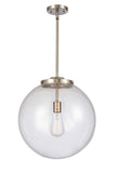 221-1S-SN-G204-16 1-Light 16" Brushed Satin Nickel Pendant - Seedy Beacon Glass - LED Bulb - Dimmensions: 16 x 16 x 17<br>Minimum Height : 26<br>Maximum Height : 50 - Sloped Ceiling Compatible: Yes