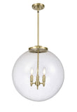 221-3S-AB-G204-18 3-Light 18" Antique Brass Pendant - Seedy Beacon Glass - LED Bulb - Dimmensions: 18 x 18 x 19<br>Minimum Height : 26<br>Maximum Height : 50 - Sloped Ceiling Compatible: Yes