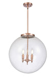 221-3S-AC-G204-18 3-Light 18" Antique Copper Pendant - Seedy Beacon Glass - LED Bulb - Dimmensions: 18 x 18 x 19<br>Minimum Height : 26<br>Maximum Height : 50 - Sloped Ceiling Compatible: Yes