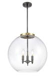 221-3S-BAB-G122-18 3-Light 17.75" Black Antique Brass Pendant - Clear Large Athens Glass - LED Bulb - Dimmensions: 17.75 x 17.75 x 18.375<br>Minimum Height : 27.375<br>Maximum Height : 51.375 - Sloped Ceiling Compatible: Yes
