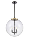 221-3S-BAB-G202-16 3-Light 16" Black Antique Brass Pendant - Clear Beacon Glass - LED Bulb - Dimmensions: 16 x 16 x 17<br>Minimum Height : 26<br>Maximum Height : 50 - Sloped Ceiling Compatible: Yes