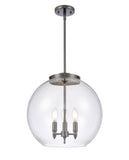 221-3S-BK-G122-16 3-Light 15.75" Matte Black Pendant - Clear Large Athens Glass - LED Bulb - Dimmensions: 15.75 x 15.75 x 16.375<br>Minimum Height : 26<br>Maximum Height : 50 - Sloped Ceiling Compatible: Yes