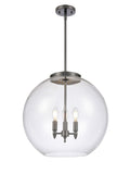 221-3S-BK-G122-18 3-Light 17.75" Matte Black Pendant - Clear Large Athens Glass - LED Bulb - Dimmensions: 17.75 x 17.75 x 18.375<br>Minimum Height : 27.375<br>Maximum Height : 51.375 - Sloped Ceiling Compatible: Yes