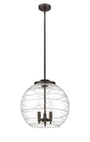 221-3S-OB-G1213-16 3-Light 15.75" Oil Rubbed Bronze Pendant - Clear Athens Deco Swirl 8" Glass - LED Bulb - Dimmensions: 15.75 x 15.75 x 17.125<br>Minimum Height : 26.125<br>Maximum Height : 50.125 - Sloped Ceiling Compatible: Yes
