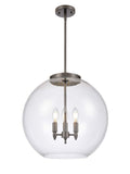 221-3S-OB-G122-18 3-Light 17.75" Oil Rubbed Bronze Pendant - Clear Large Athens Glass - LED Bulb - Dimmensions: 17.75 x 17.75 x 18.375<br>Minimum Height : 27.375<br>Maximum Height : 51.375 - Sloped Ceiling Compatible: Yes