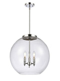 221-3S-PC-G122-18 3-Light 17.75" Polished Chrome Pendant - Clear Large Athens Glass - LED Bulb - Dimmensions: 17.75 x 17.75 x 18.375<br>Minimum Height : 27.375<br>Maximum Height : 51.375 - Sloped Ceiling Compatible: Yes