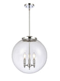 221-3S-PC-G202-16 3-Light 16" Polished Chrome Pendant - Clear Beacon Glass - LED Bulb - Dimmensions: 16 x 16 x 17<br>Minimum Height : 26<br>Maximum Height : 50 - Sloped Ceiling Compatible: Yes