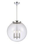 221-3S-PC-G204-16 3-Light 16" Polished Chrome Pendant - Seedy Beacon Glass - LED Bulb - Dimmensions: 16 x 16 x 17<br>Minimum Height : 26<br>Maximum Height : 50 - Sloped Ceiling Compatible: Yes