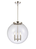 221-3S-PN-G204-16 3-Light 16" Polished Nickel Pendant - Seedy Beacon Glass - LED Bulb - Dimmensions: 16 x 16 x 17<br>Minimum Height : 26<br>Maximum Height : 50 - Sloped Ceiling Compatible: Yes
