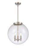 221-3S-SN-G204-16 3-Light 16" Brushed Satin Nickel Pendant - Seedy Beacon Glass - LED Bulb - Dimmensions: 16 x 16 x 17<br>Minimum Height : 26<br>Maximum Height : 50 - Sloped Ceiling Compatible: Yes