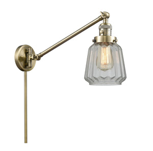 1-Light 8" Chatham Swing Arm With Switch - Novelty Clear Glass - Choice of Finish And Incandesent Or LED Bulbs