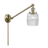 1-Light 8" Colton Swing Arm With Switch - Square-Rectangle Clear Halophane Glass - Choice of Finish And Incandesent Or LED Bulbs