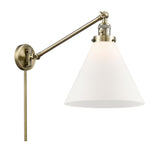 1-Light 12" Cone Swing Arm With Switch - Cone Matte White Glass - Choice of Finish And Incandesent Or LED Bulbs